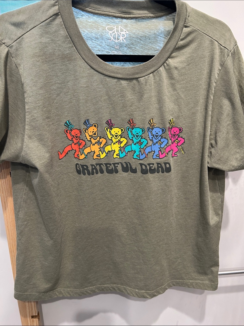 Chaser Olive Grateful Dead Rainbow Dancing Bears Tee